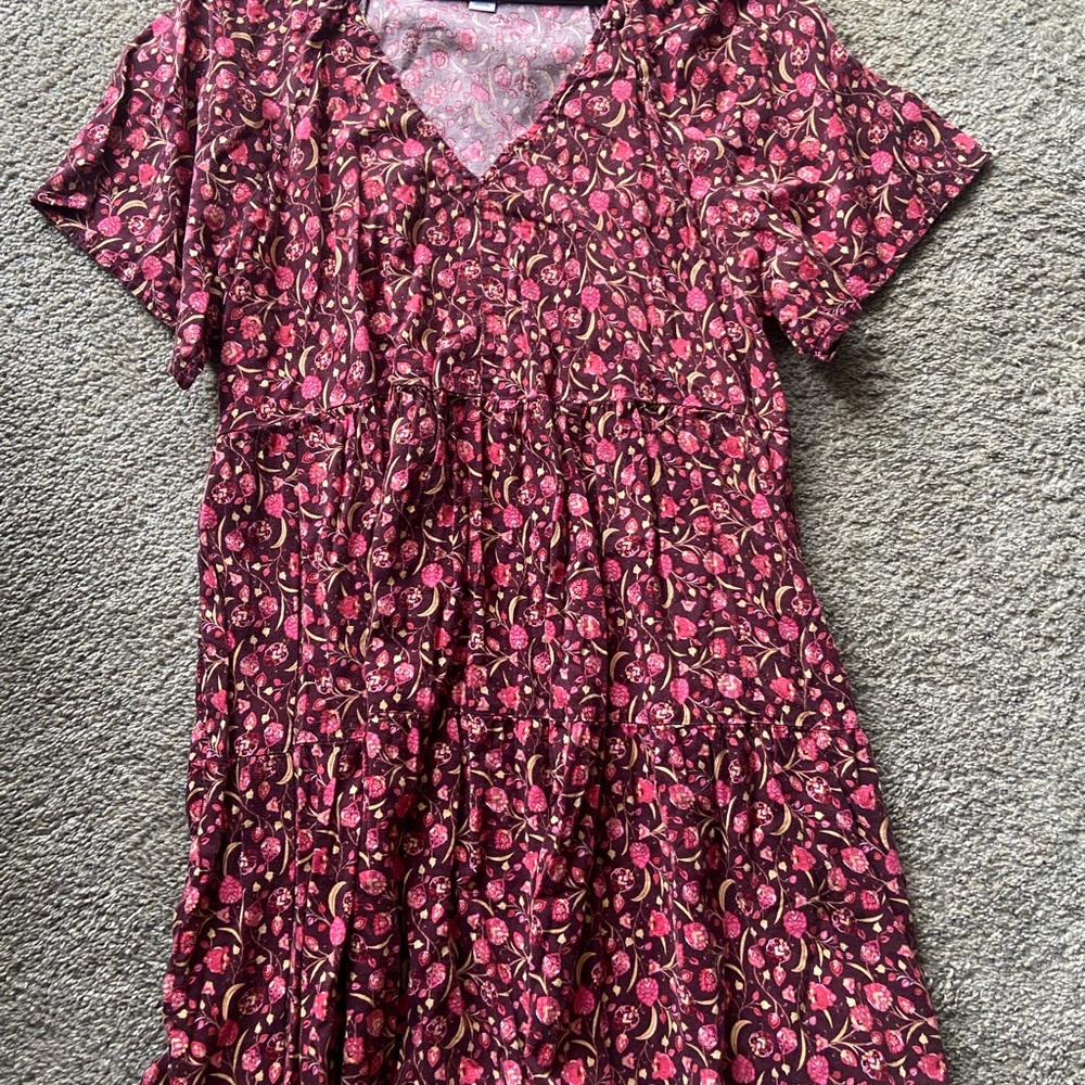 Old Navy Burgundy and Pink Floral Dress